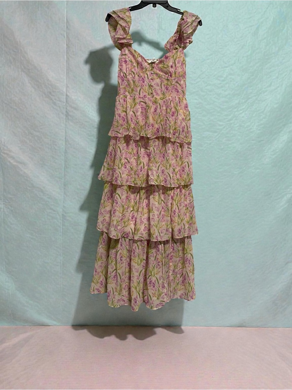 Astr Floral Maxi Dress in Pink and Green